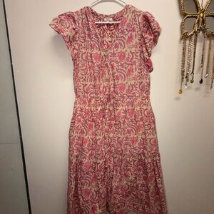 Dylan Pink and Cream Floral Midi Dress